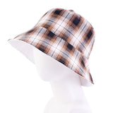 British Plaid Leisure Basin Hat, Ladies Sun Hat, Fisherman Hat, Double-Sided Wearable