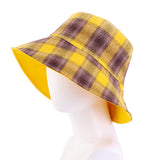 British Plaid Leisure Basin Hat, Ladies Sun Hat, Fisherman Hat, Double-Sided Wearable