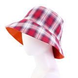 British Plaid Leisure Basin Hat, Ladies Sun Hat, Fisherman Hat, Double-Sided Wearable