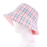 British Plaid Leisure Basin Hat, Ladies Sun Hat, Fisherman Hat, Double-Sided Wearable