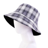 British Plaid Leisure Basin Hat, Ladies Sun Hat, Fisherman Hat, Double-Sided Wearable
