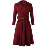 African Slim Waist Sexy A-Line Skirt Shirt Collar Dress With Belt