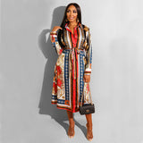 Women'S European And American Long Sleeve Shirt African French Dress Skirt Summer