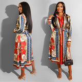 Women'S European And American Long Sleeve Shirt African French Dress Skirt Summer