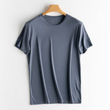 Mens  High-end Fabric Silk & Mercerized Cotton T-shirt Luxury Tee Short Sleeve Silk