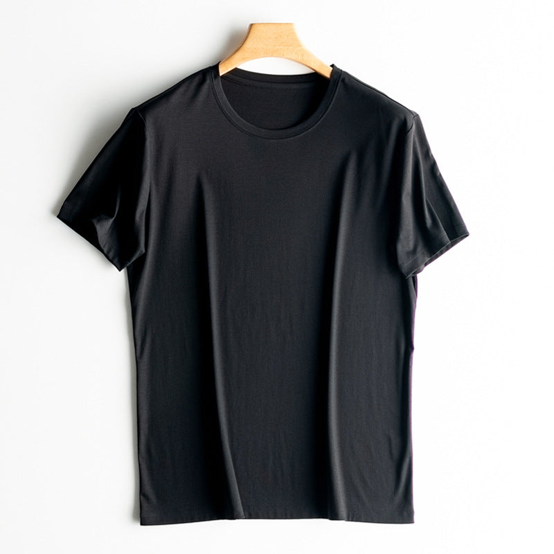 Mens  High-end Fabric Silk & Mercerized Cotton T-shirt Luxury Tee Short Sleeve Silk