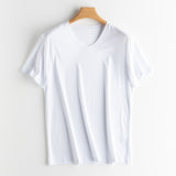 Mens  High-end Fabric Silk & Mercerized Cotton T-shirt Luxury Tee Short Sleeve Silk