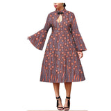African Ethnic Printing Batik Cotton Plus Size Fashion Dress