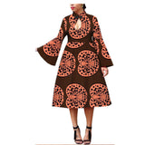 African Ethnic Printing Batik Cotton Plus Size Fashion Dress