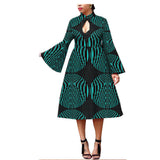 African Ethnic Printing Batik Cotton Plus Size Fashion Dress