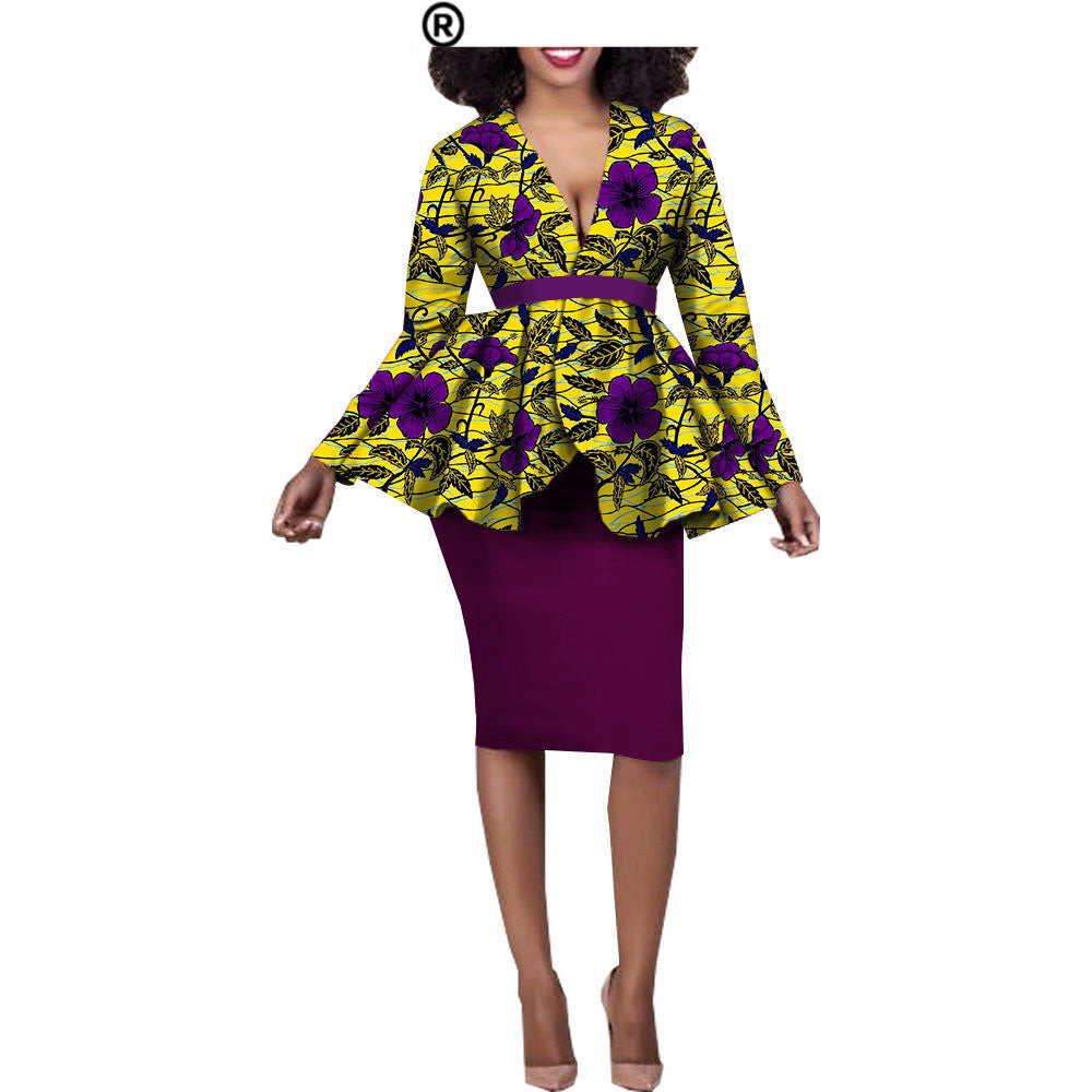 Aliexpress Hot Sale African Ethnic Cotton Batik Two-Piece Afripride 1826010