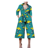 New Style African Ethnic Characteristic Batik Printed Cotton Casual Jumpsuit