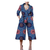 New Style African Ethnic Characteristic Batik Printed Cotton Casual Jumpsuit