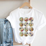 Cactus Cartoon Sweet Lady Street Fashion Clothing Printed Tee T-Shirt