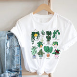 Cactus Cartoon Sweet Lady Street Fashion Clothing Printed Tee T-Shirt