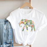 Cactus Cartoon Sweet Lady Street Fashion Clothing Printed Tee T-Shirt