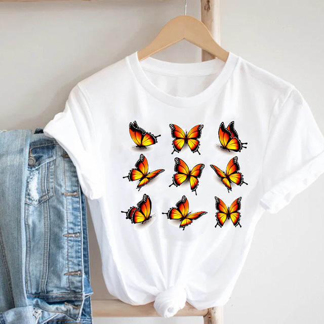 Cactus Cartoon Sweet Lady Street Fashion Clothing Printed Tee T-Shirt