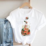 Cactus Cartoon Sweet Lady Street Fashion Clothing Printed Tee T-Shirt