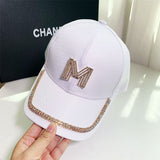 Baseball Cap Casual Hat With Rhinestone Sunscreen