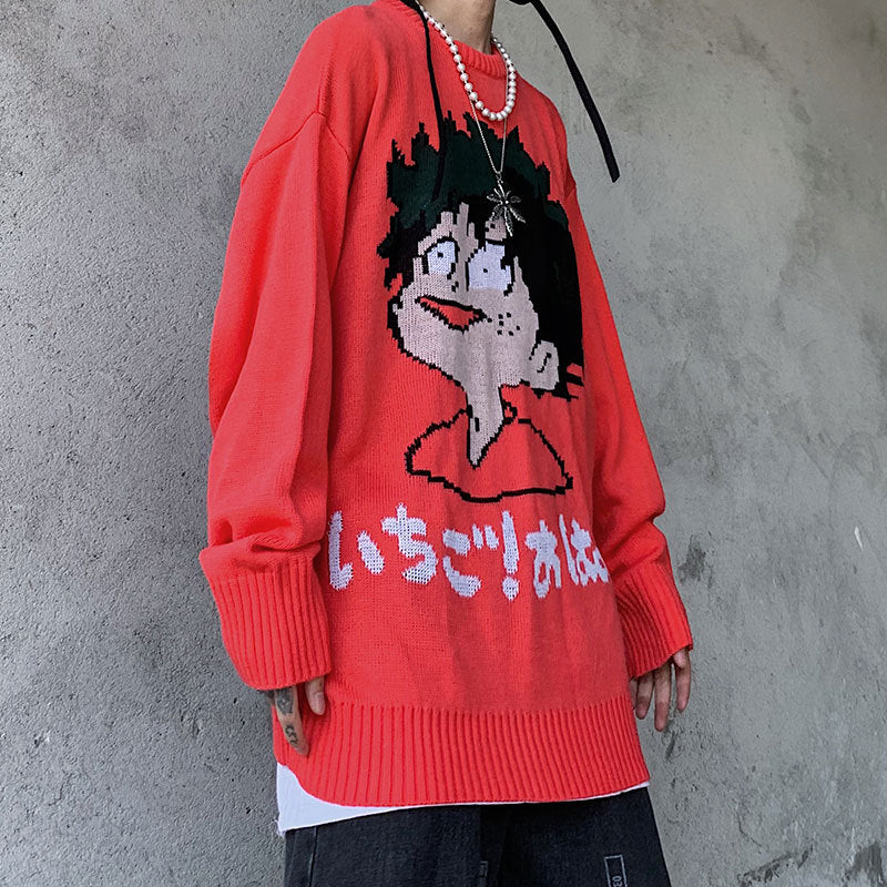 Cartoon Sweater Men Loose Pullover
