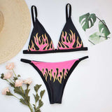 New Style Bikini European And American Foreign Trade Sexy Multicolor National Wind Flame Printing Ladies Swimsuit