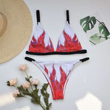 New Style Bikini European And American Foreign Trade Sexy Multicolor National Wind Flame Printing Ladies Swimsuit