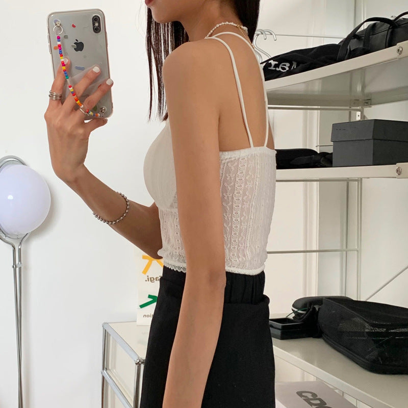 Nan Tao Sexy Lace Beauty Back Ladies Wrapped Chest Bottoming Sling Bra Pad Girl Hollow Tube Top