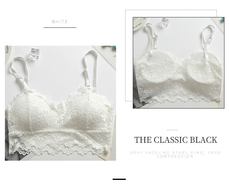 Sexy Ladies Tube Top With Double Shoulder Straps Lace Embroidery