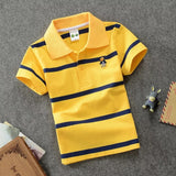 CUHK Children's T-shirt Cotton Striped Lapel Polo Shirt