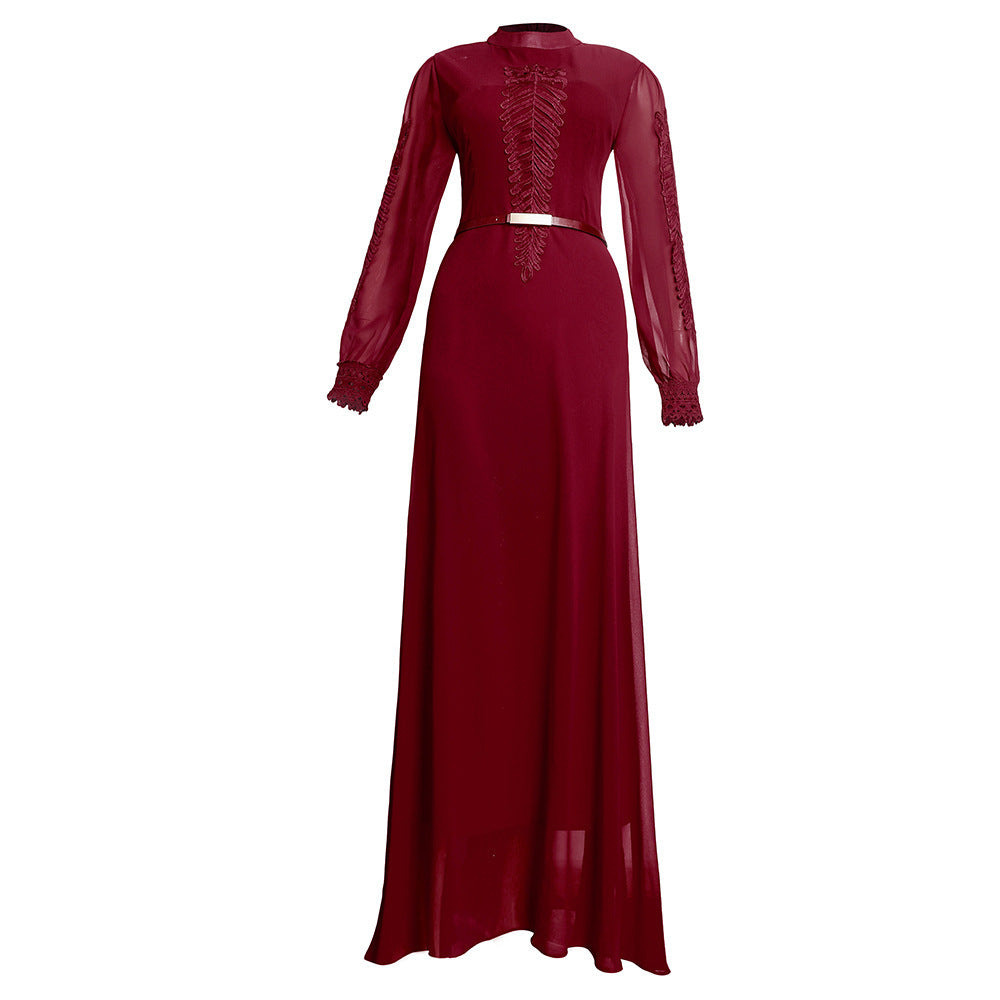 African Plus Size Long Sleeve Big Hem Chiffon Dress