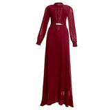 African Plus Size Long Sleeve Big Hem Chiffon Dress
