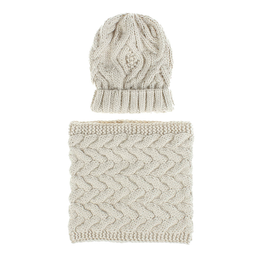 Two-piece knitted hat hat bib set