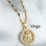 Golden Twelve Constellation Pendant Necklace INS Style