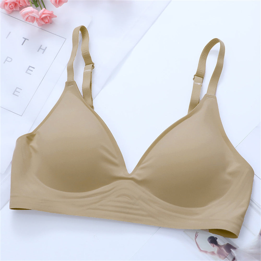 Korean Naked Extended Bra Set Ladies' Traceless Rim-free Underwear Thickened Small Breasts Gathering
