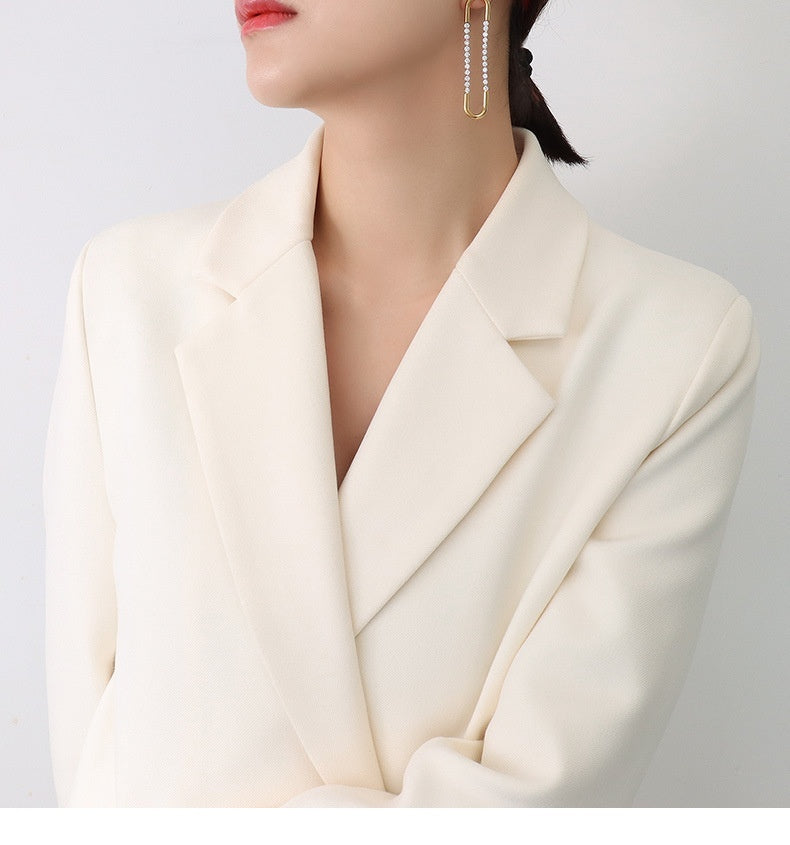 French Choker Exaggerated U-shaped Earrings Inlaid Zircon Design Earrings Titanium Steel Plated 18K Gold Accessories Accessories For Women