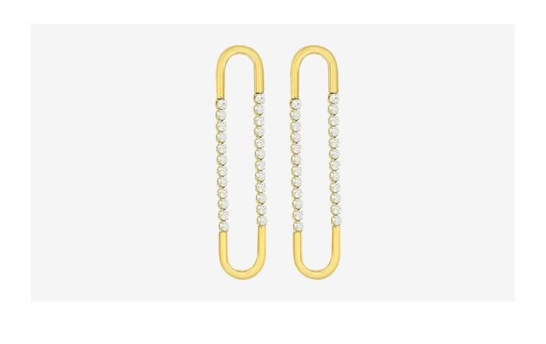 French Choker Exaggerated U-shaped Earrings Inlaid Zircon Design Earrings Titanium Steel Plated 18K Gold Accessories Accessories For Women