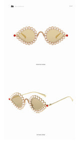 Fashion Metal Small Frame Diamond Sun Glasses