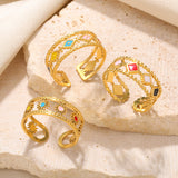 Simple Stainless Steel Hollow Sun Dripping Ring