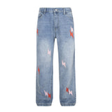 Lightning Embroidered Denim Trousers Men