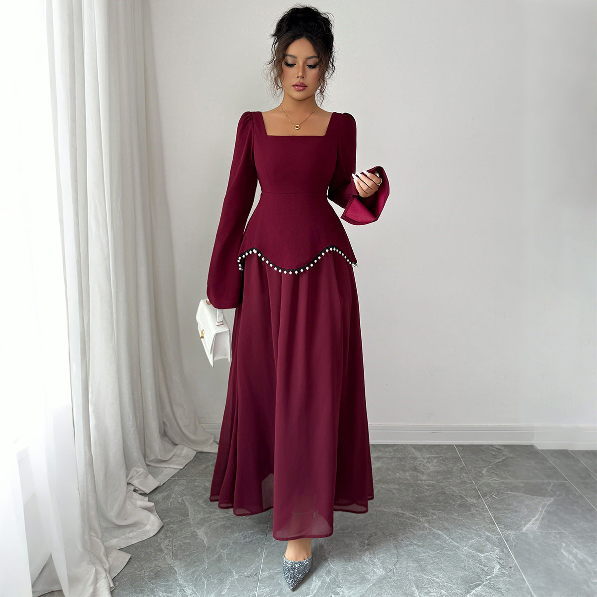 Minimalist Long Sleeve Senior Dress Women's Clothing