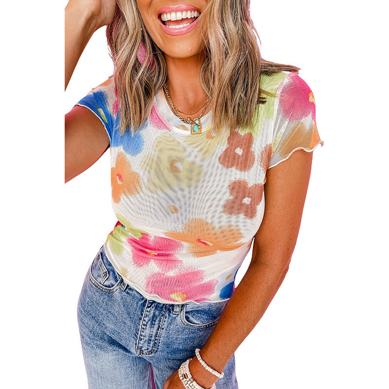 European And American Fashion Slim Thin Breathable Three-quarter Sleeve Top