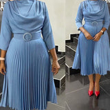 Mid-length Skirt African Plus Size OL Commuter Solid Color Dress