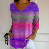 New 3D Printed Women's European And American Fashion Floral V-neck Shirt Top