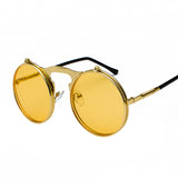 New Vintage Round Steampunk Sunglasses Flip-Up UV Protection Metal Frame Men And Women Summer Cycling Sun Glasses