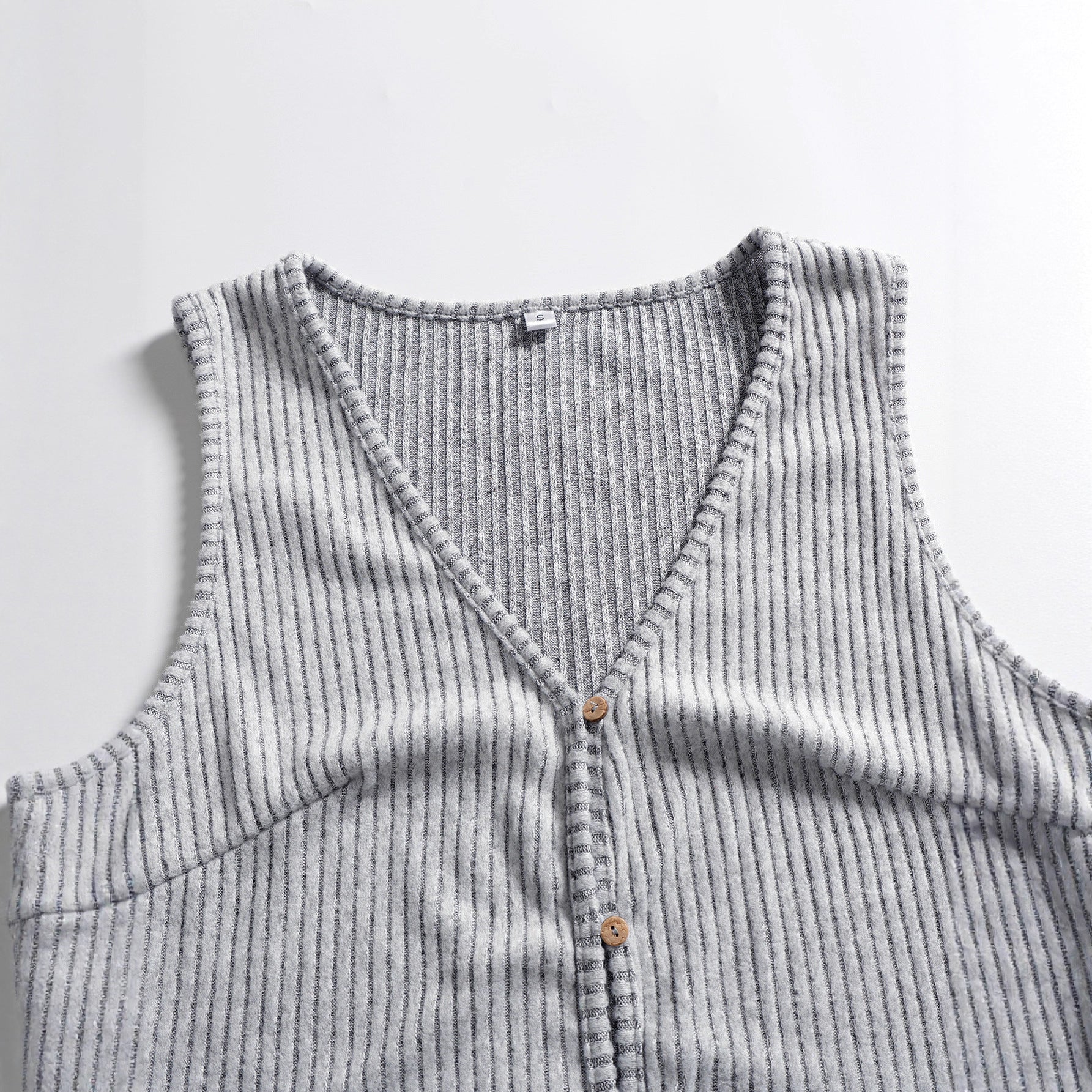 Simple Tops Open Button Street Sexy Deep V-neck Cardigan Sleeveless Vest