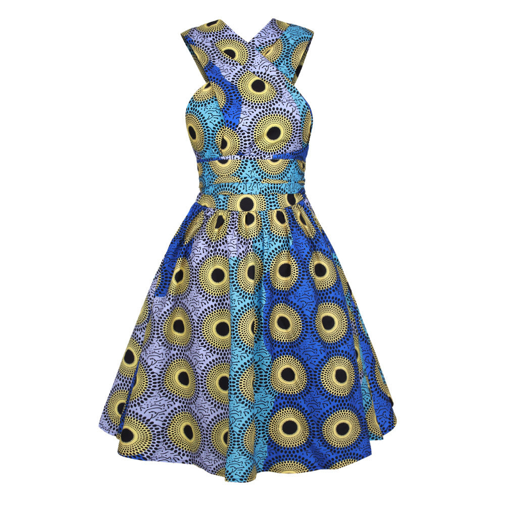 Printed African pleated skirt