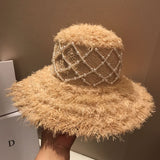 Summer Raffia Straw Hat Hand-stitched Pearl Hat
