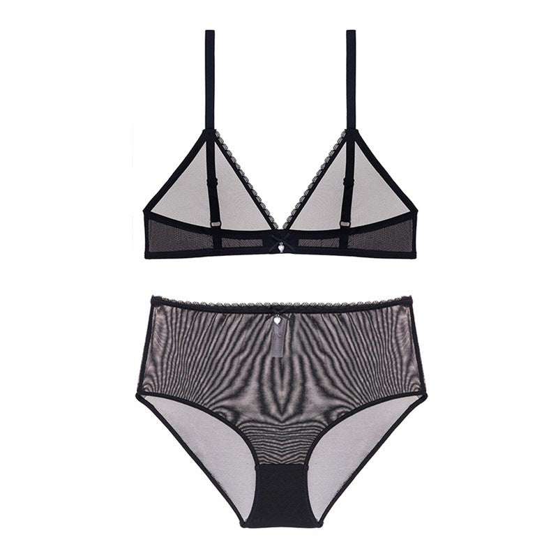 Transparent deep V underwear bra and high waist panties