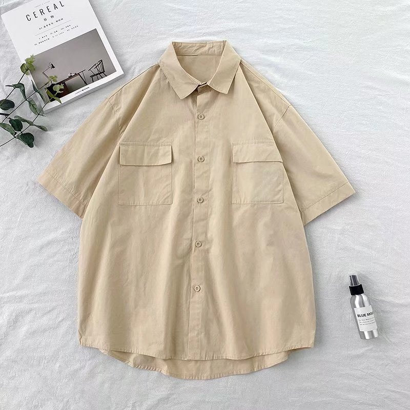 Men's Summer Korean Style Handsome Workwear Tops Shirt