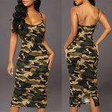 Camouflage-printed Mid-length Slip Dress